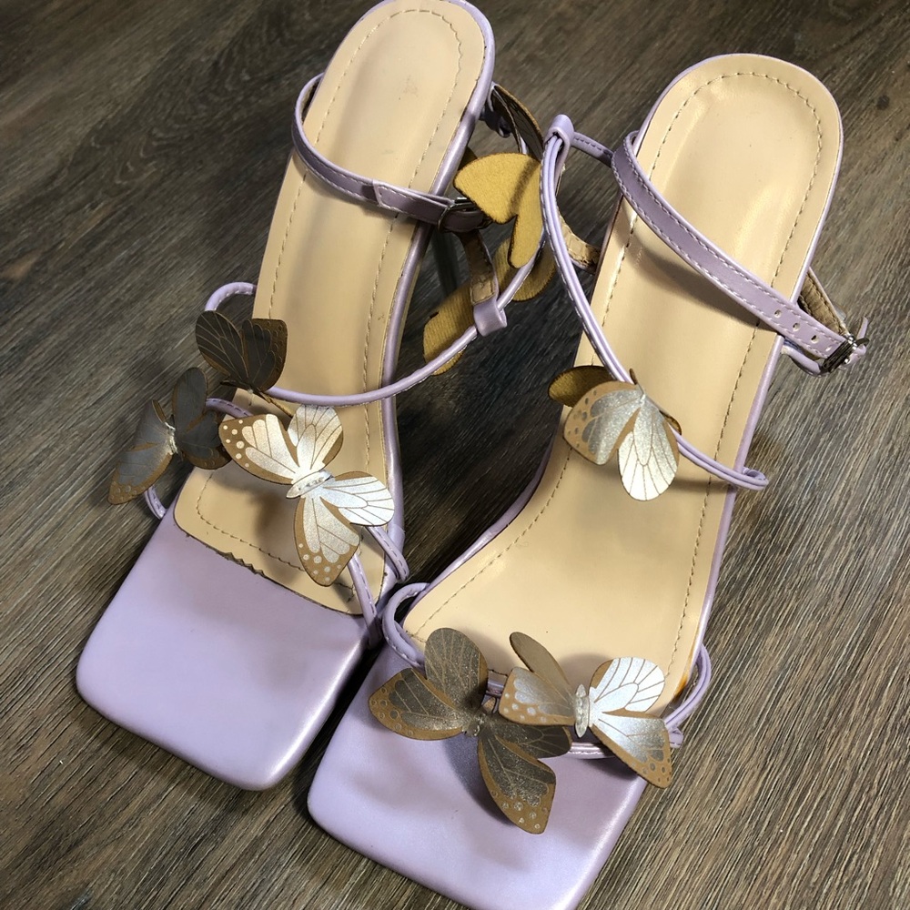 Lavender Butterfly Embellished Heels - Picture 9 of 15